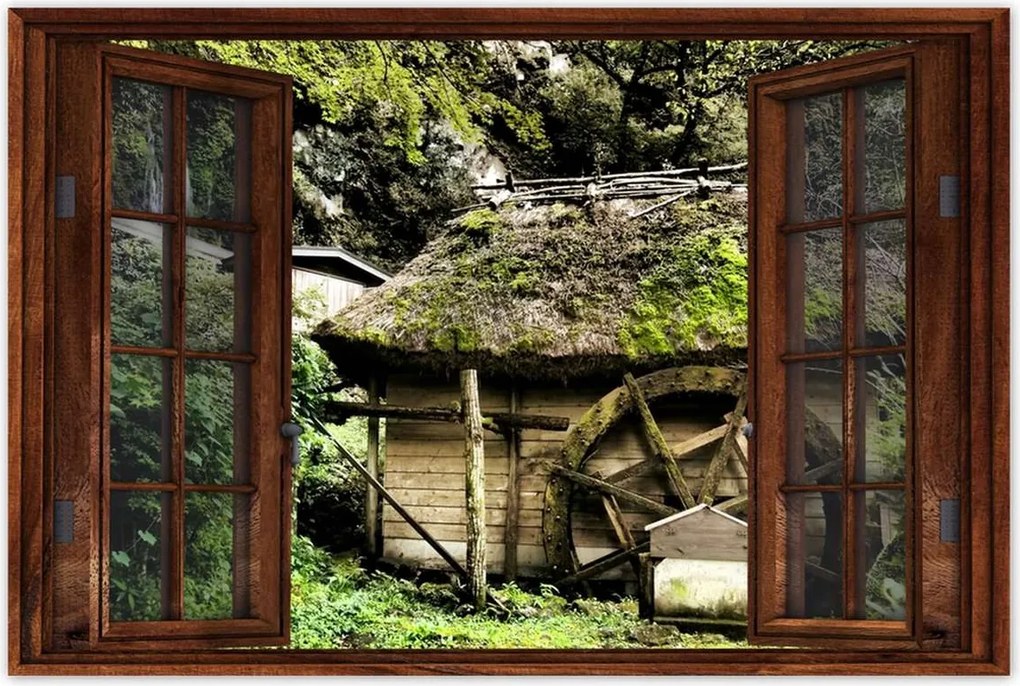 Poszterek 90x60 Vízimalom nádtetővel