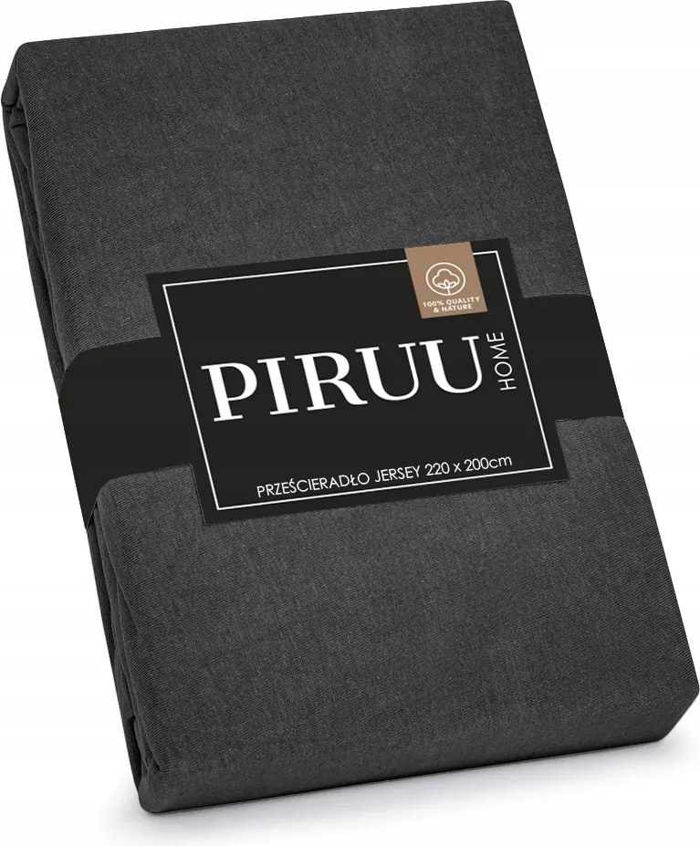 Pamut Gumis Lepedő 200x220 Puha Szín Sötétszürke Jersey