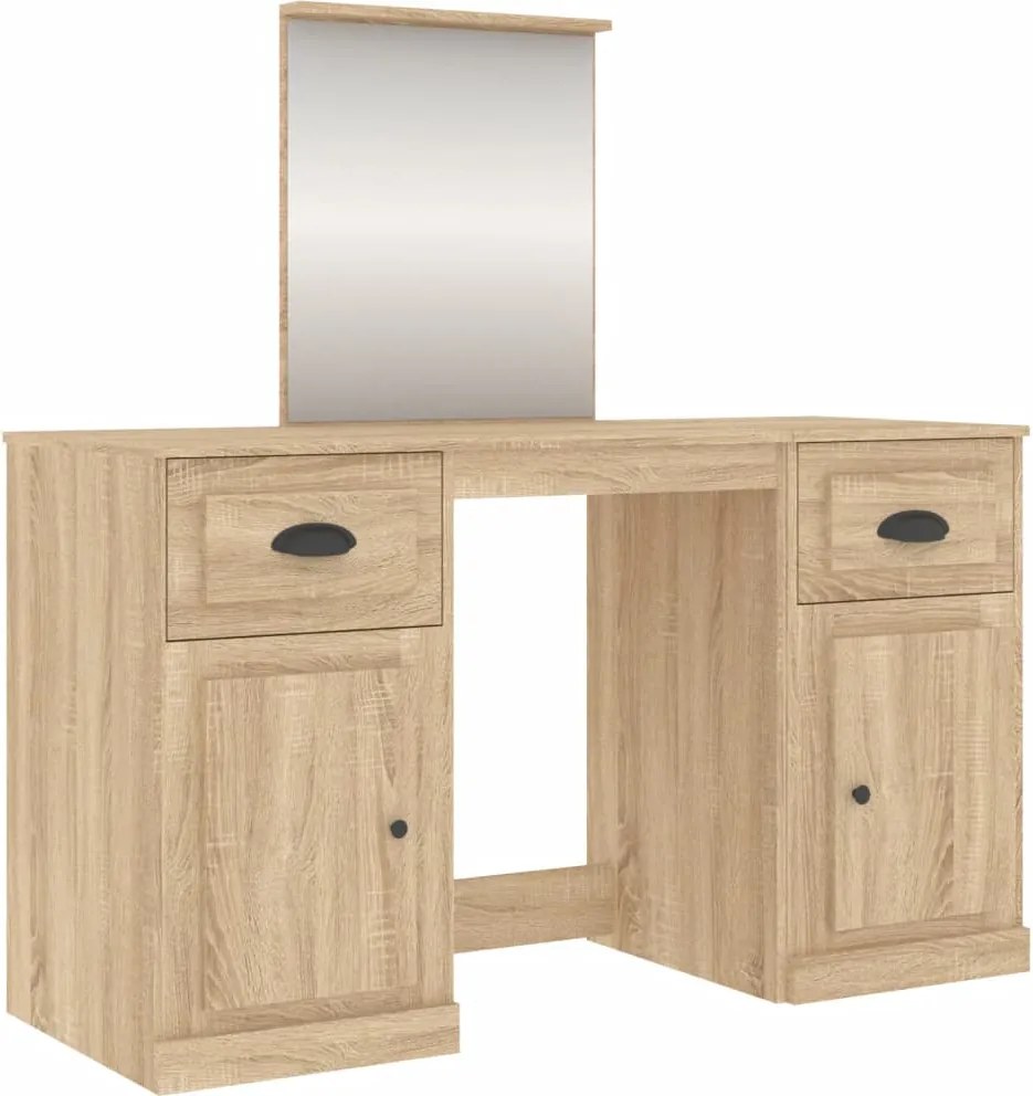 vidaXL sonoma tölgy színű fésülködőasztal tükörrel 130 x 50 x 132,5 cm