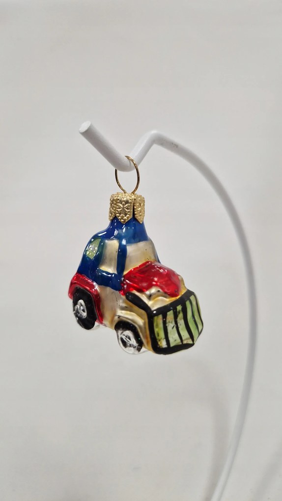 Karácsonyfadísz üvegből Buldózer