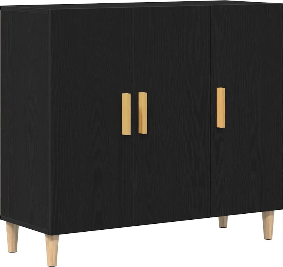 vidaXL Széf Fekete tölgy 90 x 34 x 80 cm Faanyag