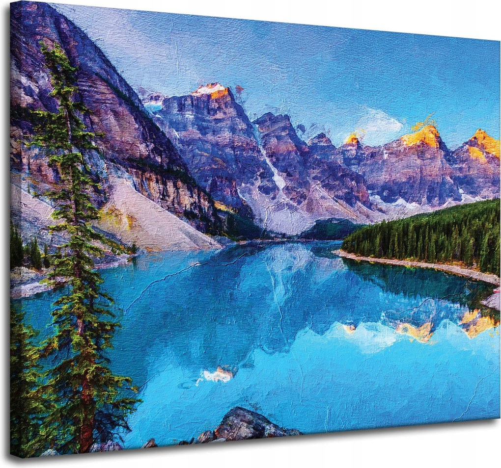 Vászonkép Folyó Hegyek Természet Erdők 100x80 cm Ideális ajándék