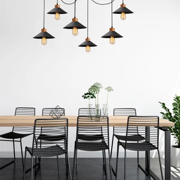 Kábeles csillár MANAVGAT 6xE27/40W/230V, pókszerű kialakítás, fekete/barna