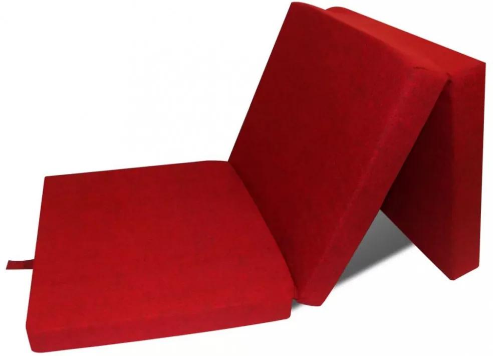 Háromrét összehajtható piros matrac 70 x 190 x 9 cm