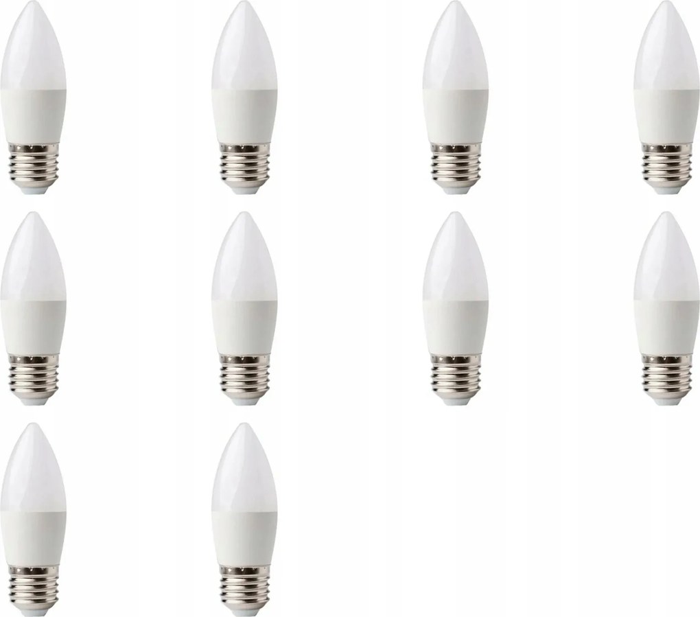 Led izzó Gyertya 7W Nagy Menetes E27 Fehér Hideg Izzó Szett 10 db