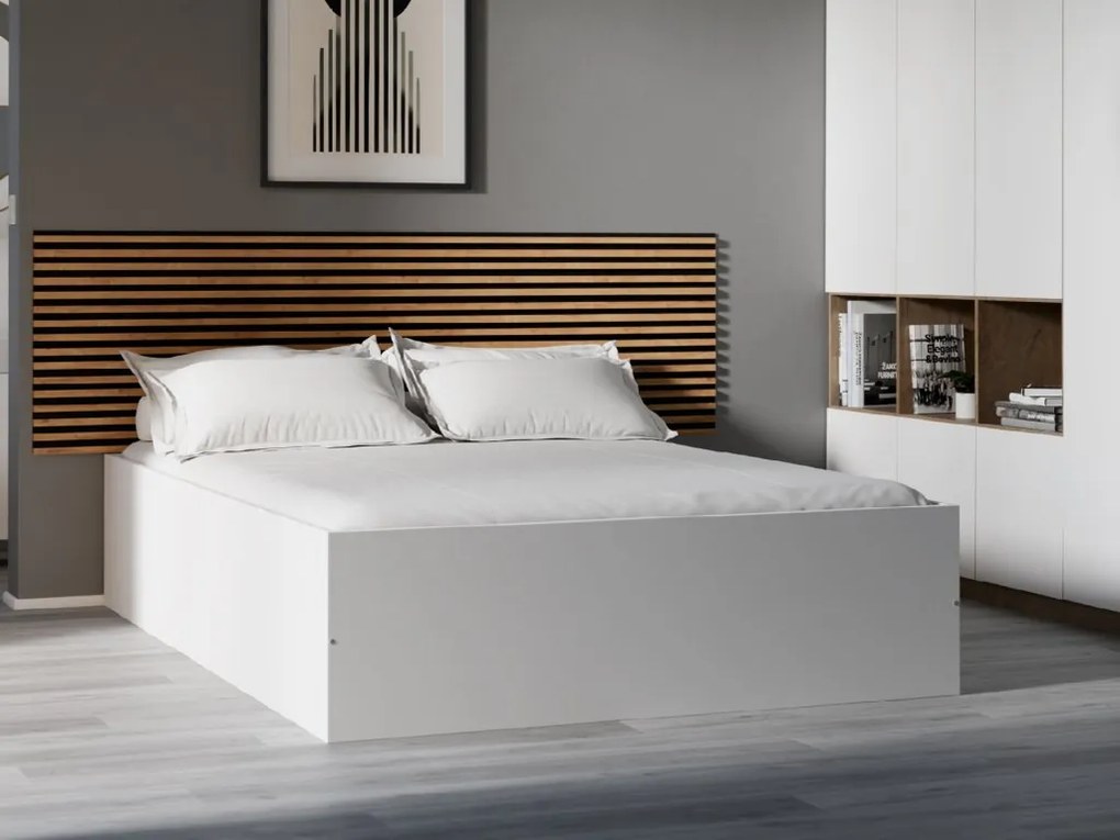 BELLA ágy 140 x 200 cm, fehér Matrac: Somnia matrac 18 cm, Ágyrács: Deszkás ágyráccsal