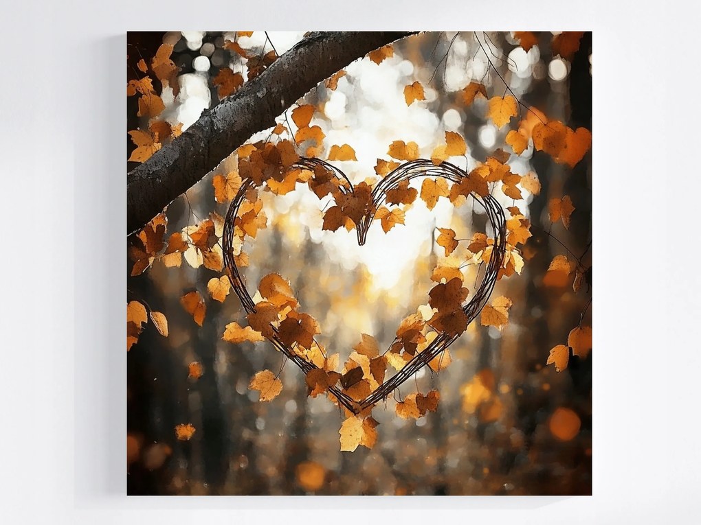 Vászonkép Canvas Dekoráció Természet Fa Ősz Levelek Szív 80x80