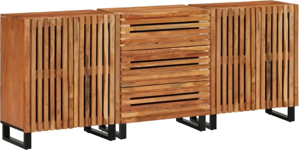 vidaXL 3 db tömör akácfa tálalószekrény 60 x 34 x 75 cm