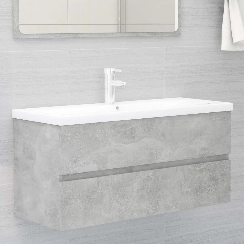 Betonszürke szerelt fa mosdószekrény 100 x 38,5 x 45 cm