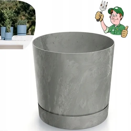 Virágtartó Beton Effect 18cm Szürke Clic+drop System Állvánnyal Magyar Termék