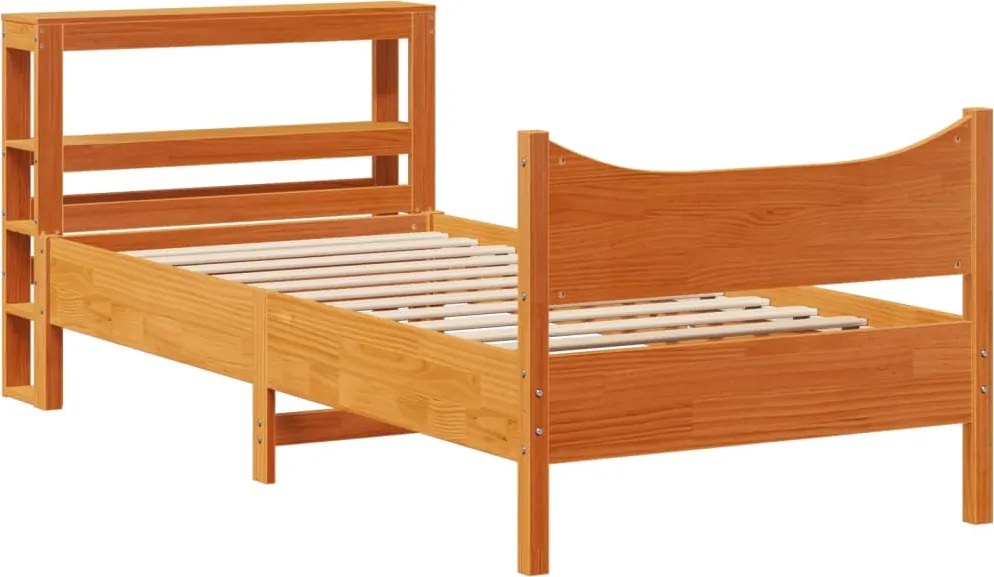 vidaXL viaszbarna tömör fenyőfa ágykeret fejtámlával 75 x 190 cm