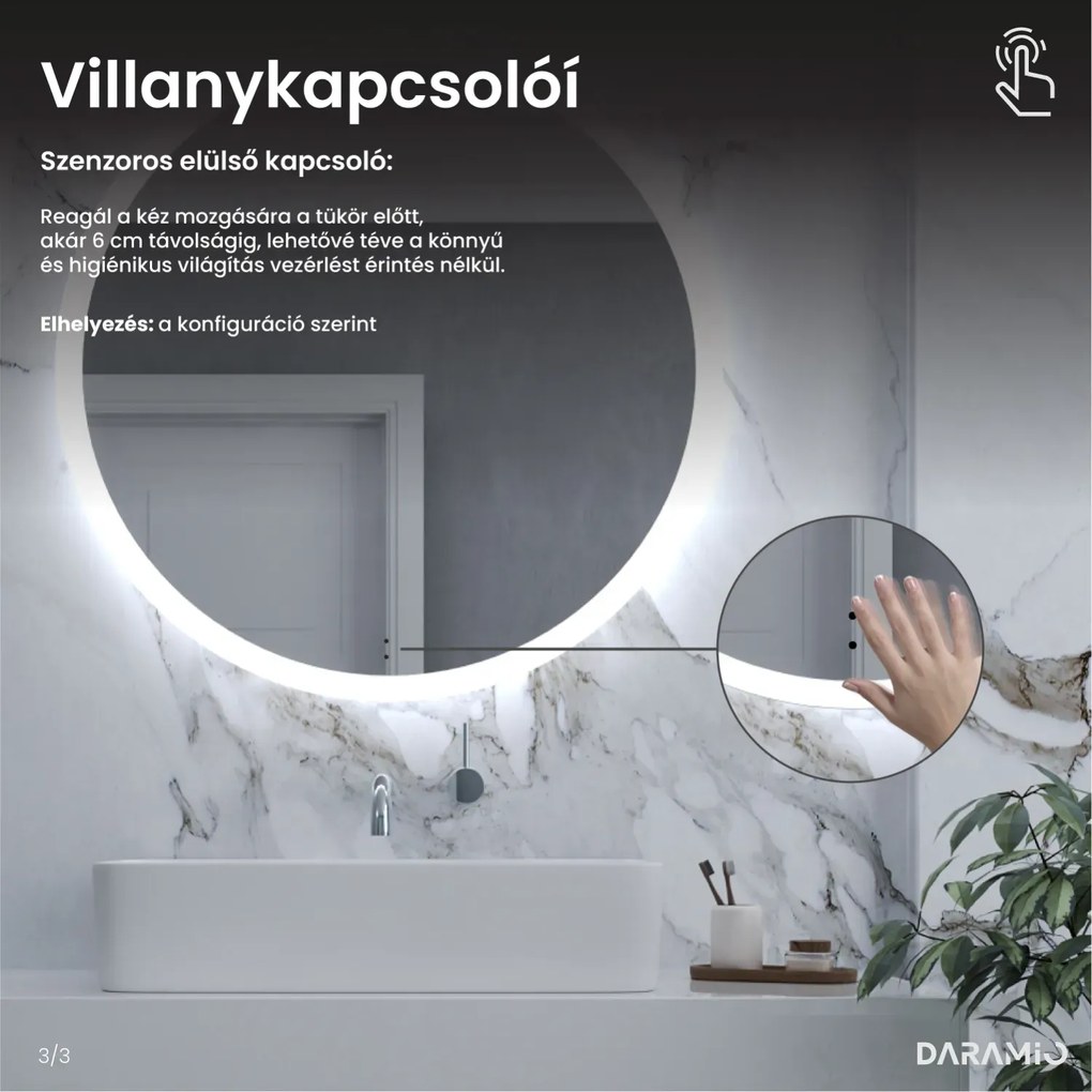 Kerek tükör LED világítással E1