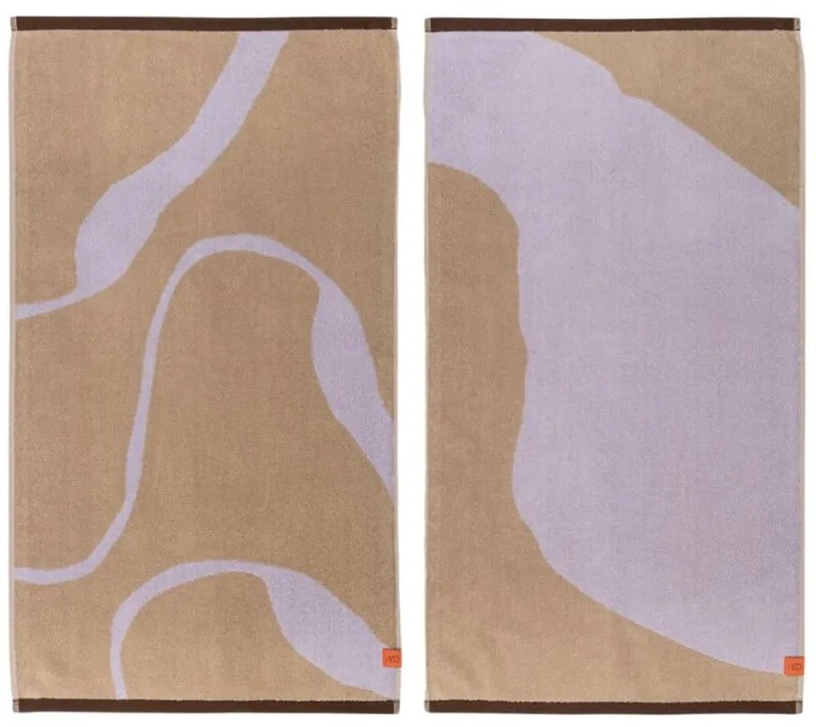 Levendula színű-világosbarna bio pamut törölköző szett 2 db-os 50x90 cm Nova Arte – Mette Ditmer Denmark