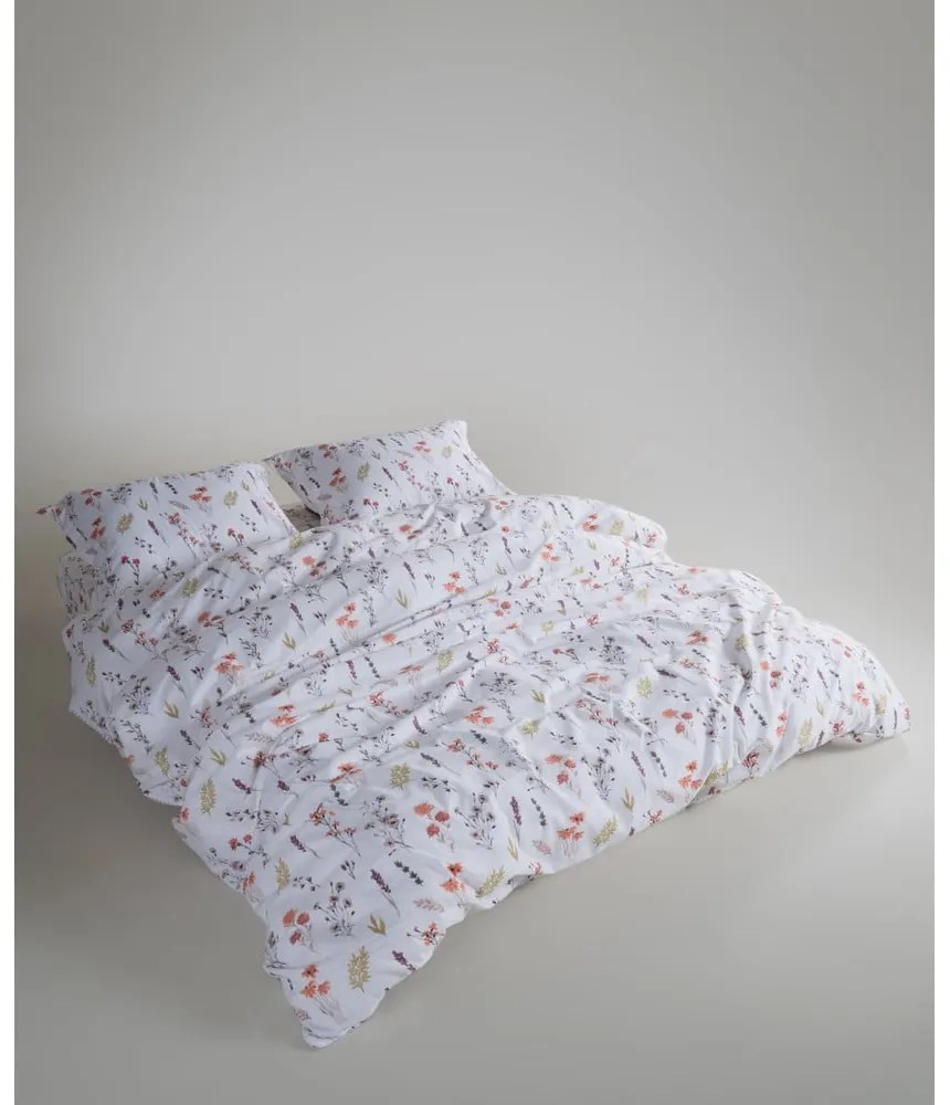 Fehér egyszemélyes renforcé pamut ágyneműhuzat 140x200 cm Floral Dance Autumn – Mila Home Luxury