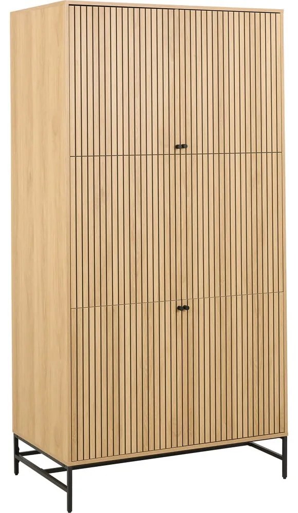 Natúr színű ruhásszekrény tölgyfa dekorral 99x200x60 cm Albany – Actona