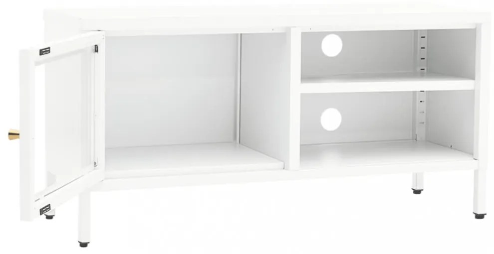 fehér acél és üveg TV-szekrény 90 x 30 x 44 cm
