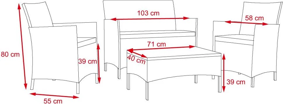 Avenberg GRANDE 7-részes kerti bútor szett - szürke