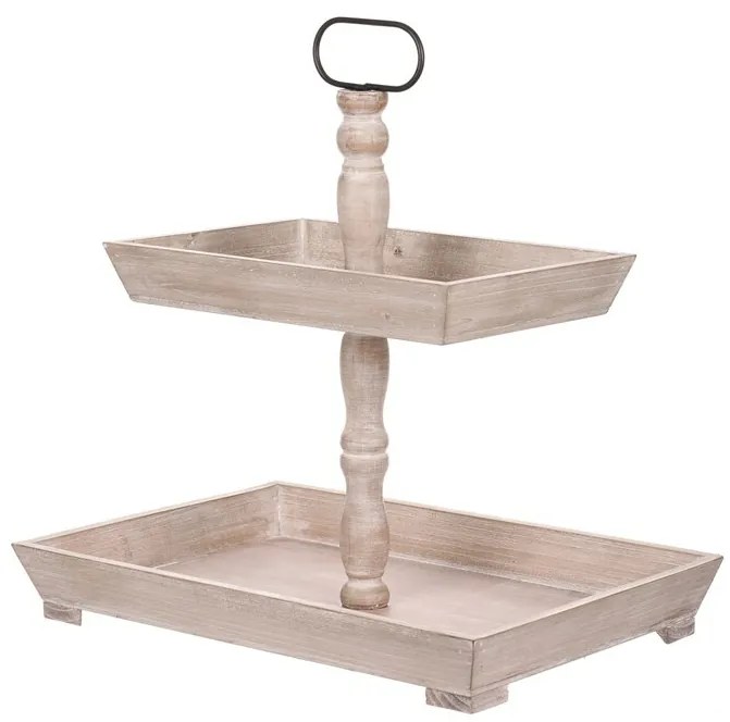 Dekoratív 2 emeletes, fa, fehér