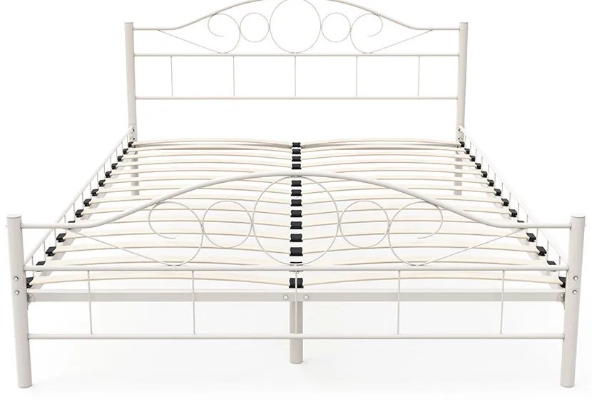 Mimi fém ágykeret ajándék ágyráccsal több méretben és színben-Fehér 140x200cm