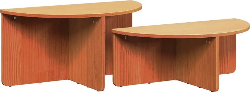 vidaXL Dohányzóasztal 2 pcs Faggyú barna Tömör fenyőfa