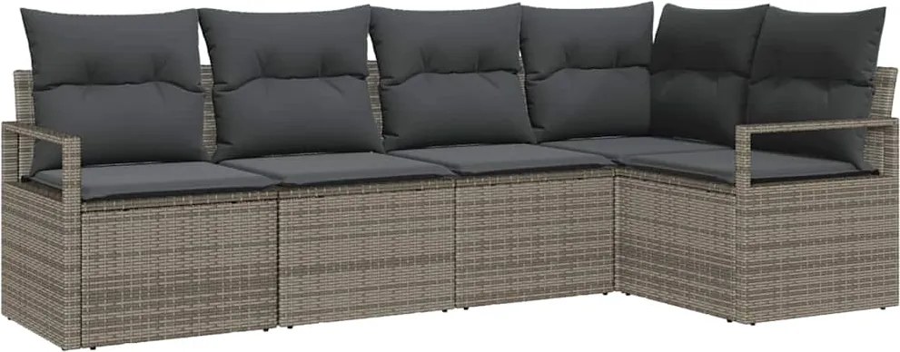 vidaXL Kanapé Szett 5 pcs Szürke polirattan