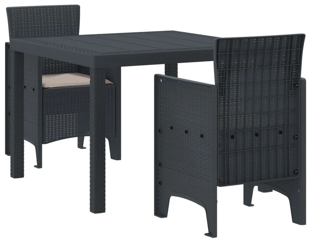Kert étkező szett 3 pcs Antracit Polt rattan