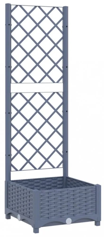 sötétszürke PP rácsos kerti ültetőláda 40 x 40 x 121,5 cm