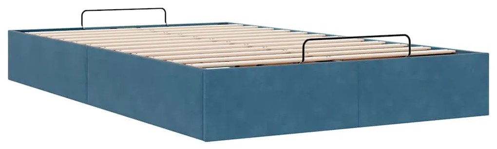 Ottomán ágykeret matrac nélkül Sötétkék 120x200 cm bársony
