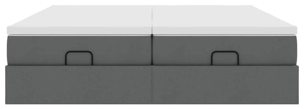 Ottomán ágykeret matracokkal Sötét szürke 200x200cm szövet