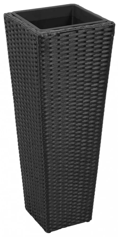 3 db fekete polyrattan kerti magaságyás