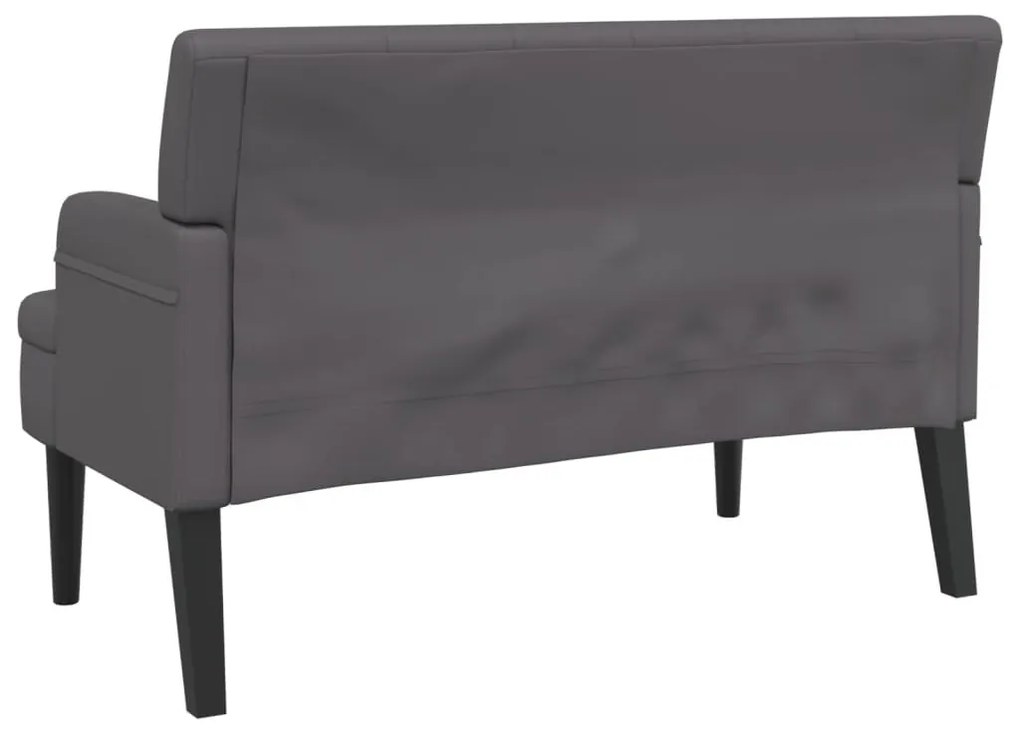 szürke műbőr pad háttámlával 112x65,5x75 cm