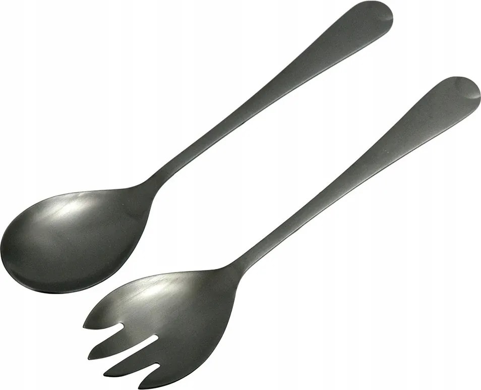 Saláta Evőeszköz Fekete 25cm 2db Fém Szálcsiszolt Matt