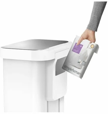 Simplehuman pedálos szemeteskosár 55 l, fehér, 55 l