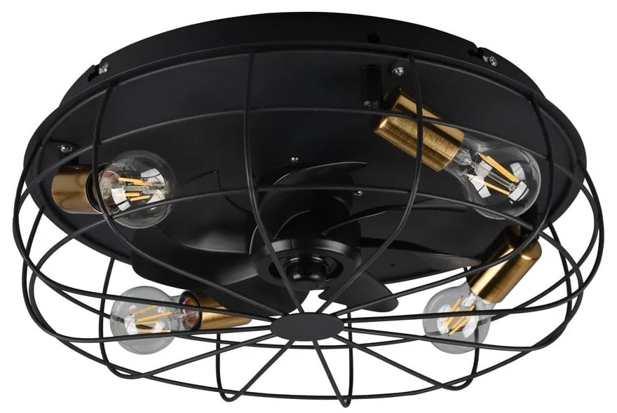 Matt fekete mennyezeti lámpa távirányítóval-ventilátorral Trondheim – Reality