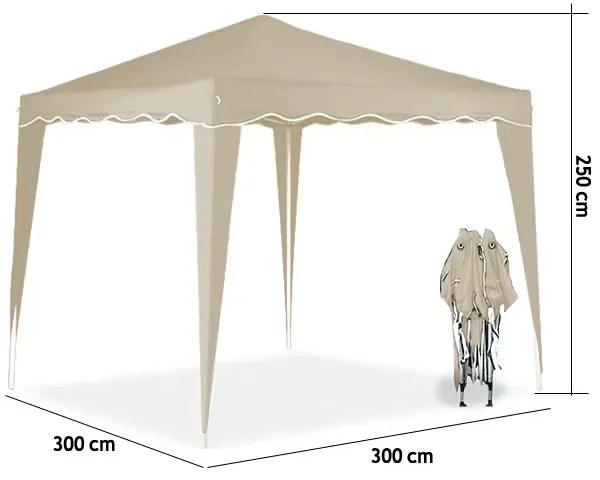 Casaria® Kerti pavilon Capri 3x3 m - 4 oldalfal - bézs