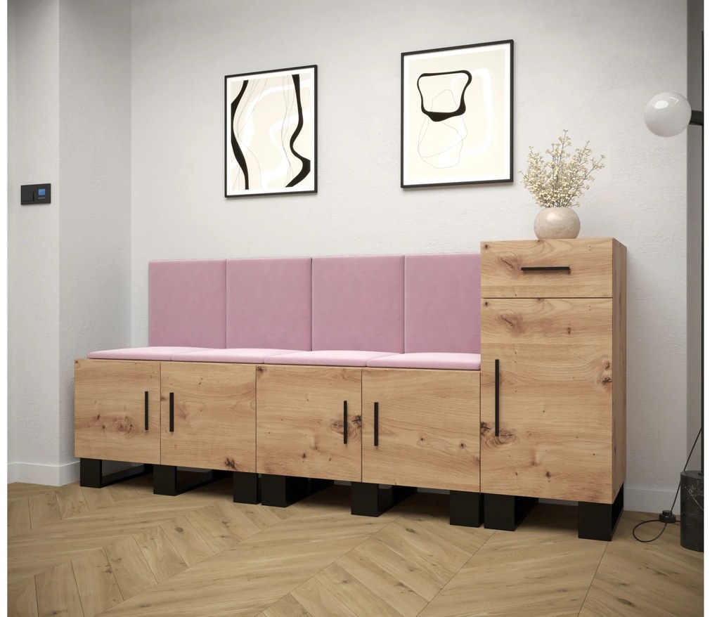 Előszobabútor Amanda 17 (artisan tölgy + rózsaszín). 1086002