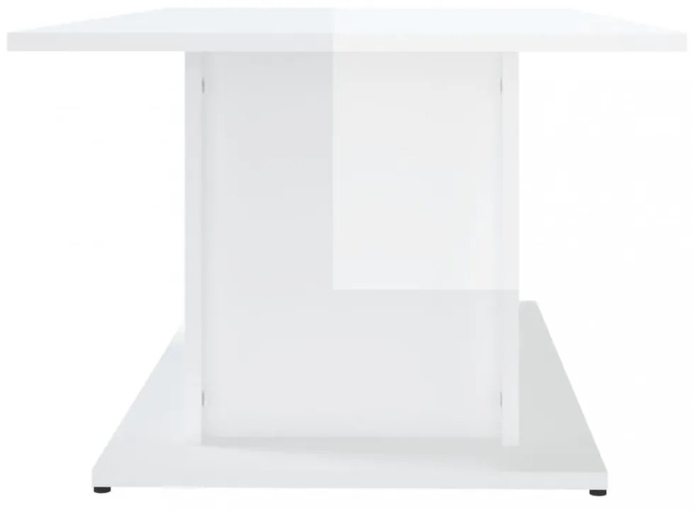 magasfényű fehér szerelt fa dohányzóasztal 102x55,5x40 cm