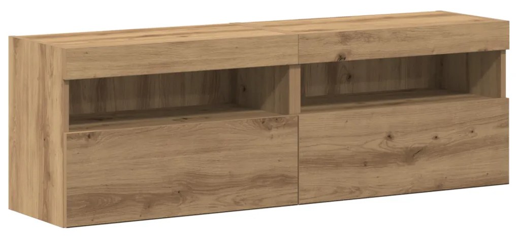 TV faliszekrények LED világítással 2 db Kézműves tölgy 80x30x30 cm