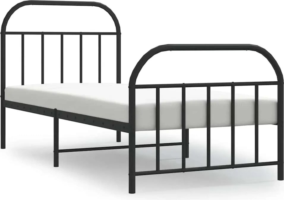 vidaXL fekete fém ágykeret fej- és lábtámlával 80 x 200 cm