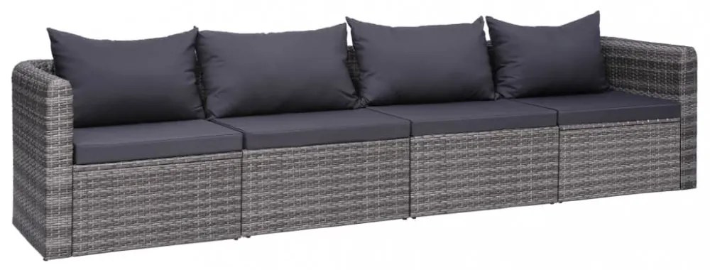 4-részes szürke polyrattan kerti ülőgarnitúra párnákkal