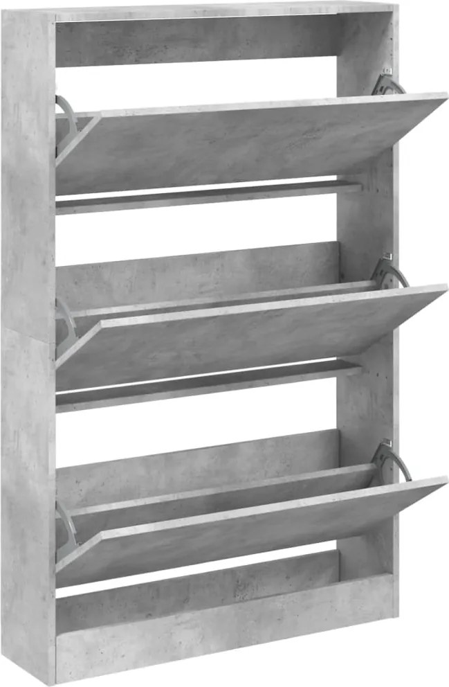 vidaXL betonszürke szerelt fa cipősszekrény 80 x 21 x 125,5 cm