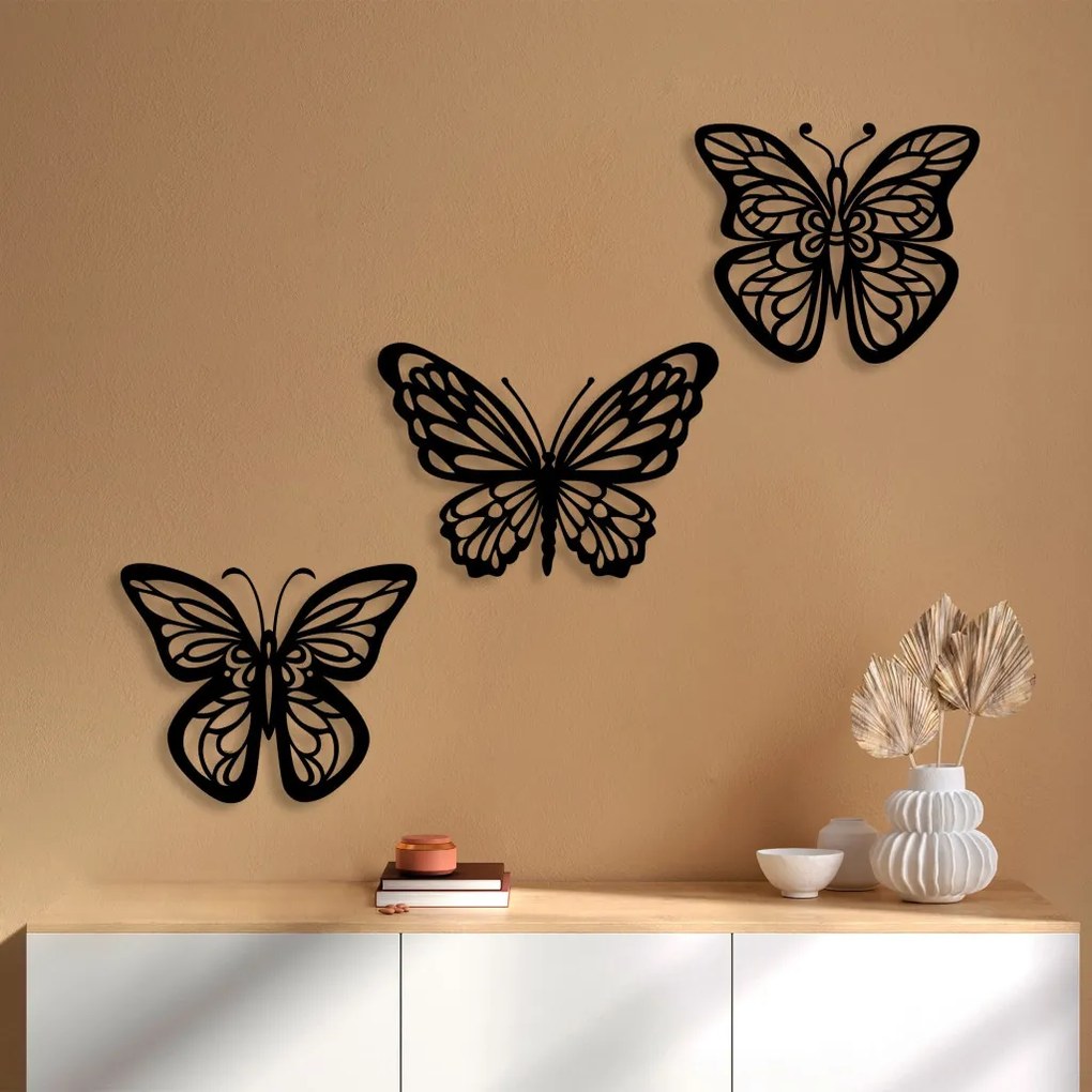 Butterflies fém fali dekoráció, 32×26 cm