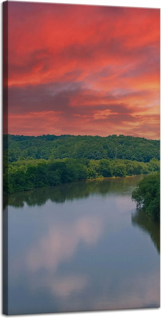 Vászonkép Rózsaszín ég Nap Folyó Természet 40x80 cm