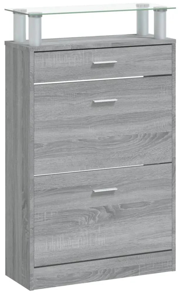 szürke sonoma színű szerelt fa cipősszekrény 63x24x104 cm