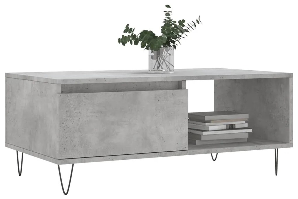 Betonszürke szerelt fa dohányzóasztal 90x50x36,5 cm