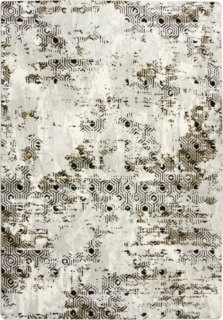 133x190 cm Méhsejt Szőnyeg Krém Arany Fekete