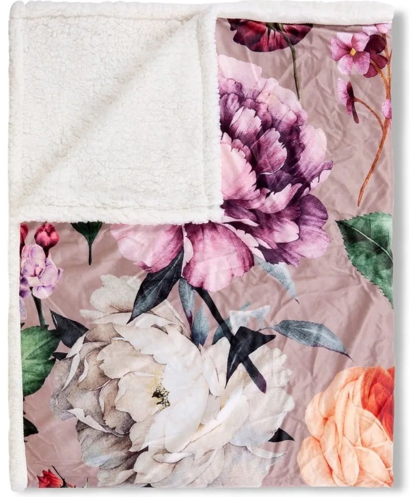 Fiori bézs kétoldalas takaró, 130 x 160 cm - Descanso