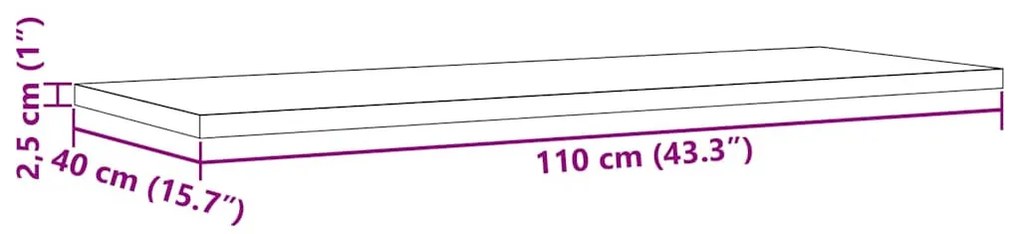 tömör fenyőfa téglalap alakú asztallap 110 x 40 x 2,5 cm