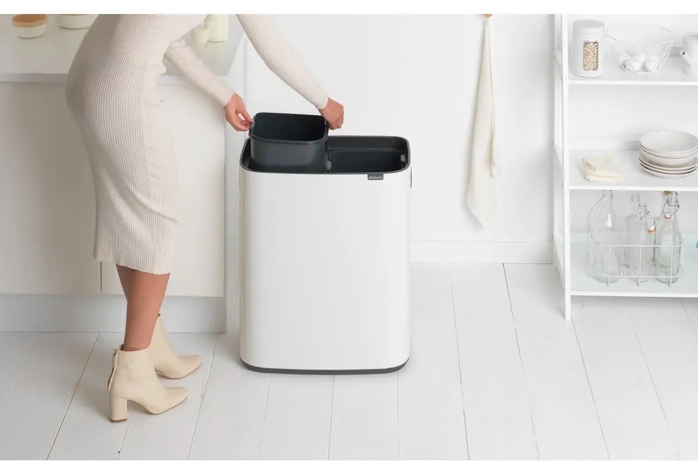 Fehér acél érintésre nyíló szelektív szemetes 60 l Bo Touch Bin – Brabantia