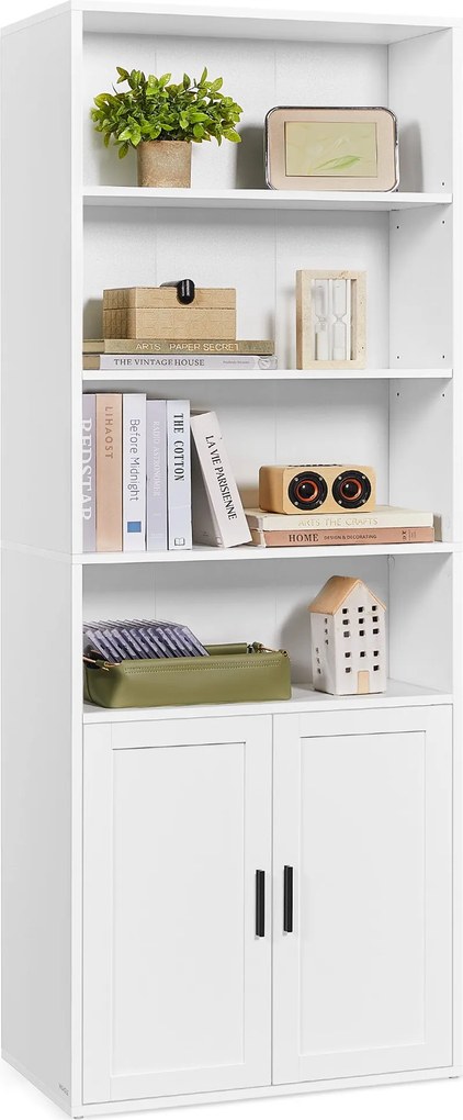 6 polcos ajtós könyvespolc felhőfehér nappaliba, irodába, étkezőbe